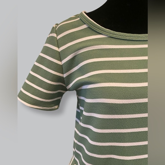 Green Striped Dress with Pockets - Picture 2 of 5